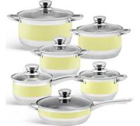 Set de casseroles extravagantes en acier inoxydable, rayé jaune, 2 pièces, cadeau, induction, GAZ EDENBERG
