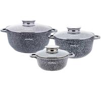 Set de casseroles - KINGHOFF - KB-7533 - Revêtement marbre céramique antiadhésif - Compatible induction - Couvercles verre trempé