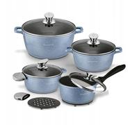 Set de casseroles Set de cuisson 12 éléments Indutkion Batterie de cuisine gaz acier inoxydable bleu