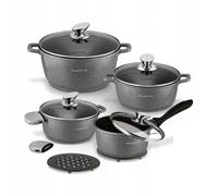 Set de casseroles Set de cuisson 12 éléments Indutkion Batterie de cuisine gaz Acier inoxydable Gris