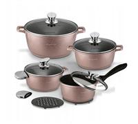Set de casseroles Set de cuisson 12 éléments Indutkion Batterie de cuisine gaz or rose