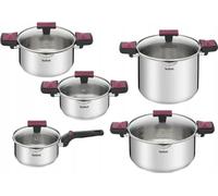 Set de casseroles Tefal Cook&Clip en acier inoxydable, 10 pièces, compatible induction