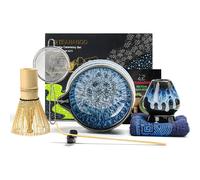 Set de cérémonie matcha bleu 7 pièces avec bol et fouet