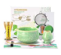 Set de cérémonie matcha vert 7 pièces avec bol et fouet vert
