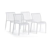 Set de chaises OLIMPIA en résine avec fibre de verre, résistantes, empilables, pour l’extérieur. (4 chaises, Blanc)