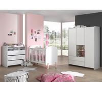 Set de chambre de bébé Vipack Kiddy composé de : Lit bébé 60 x 120 cm, commode avec plan à langer et armoire 3 portes, finition MDF laqué blanc