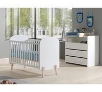 Set de chambre de bébé Vipack Kiddy composé de : Lit bébé 60 x 120 cm, commode et plan à langer, finition MDF laqué blanc