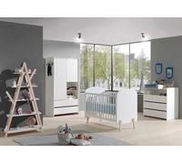 Set de chambre de bébé Vipack Kiddy composé de : Lit bébé 60 x 120 cm, commode, plan à langer, étagère et armoire 2 portes, finition MDF laqué blanc
