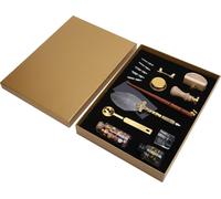 Set de cire pour stylo à plume, encre d'écriture Quill Dip, set de tampons, boîte cadeau de papeterie vintage pour étudiants, SP225064, gris perle