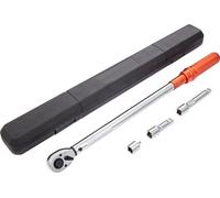 Set de clés dynamométriques 1/2" - 34-340Nm - Pour vélo & moto - Précision ± 3% - Avec 2 tiges d'extension 127 & 76,2mm - Adaptateur 1/2-1/4" inclus - Tête de cliquet 72 dents - Réglable