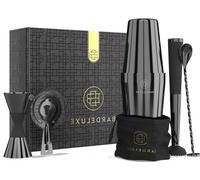 Set de cocktail 5 pièces barman set de mélange de cocktail - 750 ml shaker à cocktail Boston set de cocktail en acier inoxydable accessoires de cocktail - sac cadeau de luxe & livre de recettes (noir)