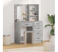 Set de coiffeuse 2 pièces avec LED en bois d ingénierie gris béton