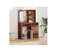 Set de coiffeuse 2 pièces avec LED en bois vieilli en bois d ingénierie