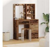 Set de coiffeuse 2 pièces avec LED en bois vieilli en bois d ingénierie G
