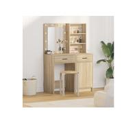 Set de coiffeuse 2 pièces avec LED en chêne sonoma en bois d ingénierie