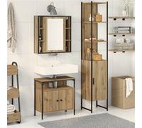 Set de coiffeuse 3 pièces en bois d ingénierie chêne fumé G