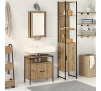 Set de coiffeuse 3 pièces en bois d ingénierie chêne marron G