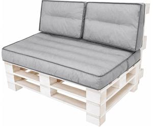 Set de coussins de palette 120x80 cm avec 2 coussins de dos 60x40 cm - Coussin d'assise & dossier, épaisseur 12 cm, housses amovibles | PillowPrim