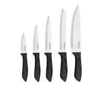 Set de Couteaux 6 pièces Inox, Bloc de Rangement Bois Manches Ergonomiques