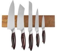Set de couteaux 6 pièces - Set de couteaux de cuisine avec barre magnétique (porte-couteaux) - Lames en acier inoxydable à haute teneur en carbone - Manches ergonomiques et incassables - Aspect noyer