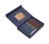Set de couteaux à steak Laguiole Heritage - 6 pièces - Couteau à steak avec manche en bois noble Pekka - Acier inoxydable - Set de couteaux de haute qualité en boîte cadeau