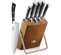 Set de couteaux avec bloc en bois, set de couteaux de cuisine avec des lames tranchantes