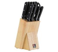 Set de couteaux de cuisine 10 pièces avec bloc à couteaux - Inox - Finition satinée