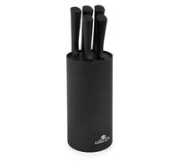 Set de couteaux de cuisine 5 pièces - Lame en X30Cr13 - Manche soft-touch - Bloc couteaux noir - Couteau de chef, couteau santoku, couteau d'office et couteau à légumes