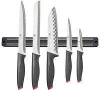 Set de couteaux de cuisine avec support magnétique - acier, noir, étui de protection
