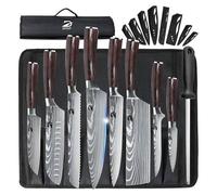 Set de couteaux de cuisine Dfito, 8 pièces, couteau de chef professionnel, acier inoxydable à haute teneur en carbone, extrêmement tranchant, étui à roulettes inclus, polyvalent, idéal pour les cuisin