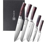Set de couteaux de cuisine Premium Set de couteaux de cuisine 5 pièces en acier inoxydable au carbone de haute qualité Set de couteaux ultra tranchants avec couteau de chef Couteau à découper