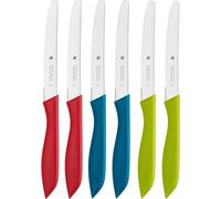 Set de couteaux de table, 6 pièces, 23 cm, lame dentelée, couteau à pain, acier inoxydable, manche en plastique