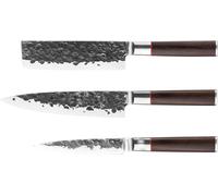 Set de Couteaux Forged Sebra, Acier Japonais 440C, Manche Bois Dalbergia, 3 Pièces, Couteau Chef 20.5cm, Hache 17.5cm, Universel 12.5cm