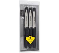 Arcos Lot de 6 Couteaux d'Office. Lame 100 mm Acier Inoxydable. Manche Polypropylène. Couteaux de Cuisine Éplucheurs. Compatible Lave-Vaisselle. Série Nova. Couleur Noire