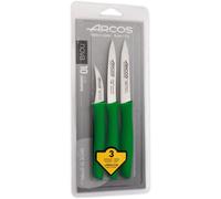 Set De Couteaux Mondadores Arcos Nova 189621 En Acier Inoxydable Nitrum Et Mango Vert Polypropylène 3 Pièces Sous Blister.