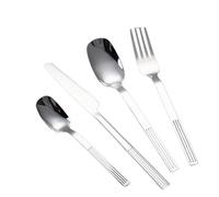 Set De Couvert 4 Pièces En Acier Inoxydable Ensemble De Table Ligne Droite Approfondissement Cuillère À Soupe Brillant Couverts Cuillère Argent