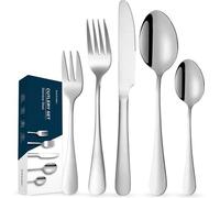 Set de couverts, 30 pièces, pour 6 personnes, en acier inoxydable, comprenant un doseur, une fourchette et une cuillère, en acier inoxydable de haute qualité, lavable au lave-vaisselle