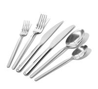 Set de couverts Amor Deleca pour 12 personnes - Acier inoxydable 18/10 - Set de couverts avec couteau fourchette cuillère, couteau à steak, couverts de table - Lavable en machine - Argenté
