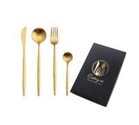 Set de Couverts en Acier Inoxydable, Finition Polie | Boîte Incluse, Usage Quotidien à Maison Restaurant, Aspect Or Classique, Prise Confortable