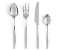 Set de couverts en acier inoxydable Serenk, 8/10 fourchettes, cuillères, couteaux et cuillères à dessert polis pour un usage quotidien et élégant dans la cuisine et la salle à manger (24 pièces, Milan