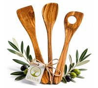 Set de cuillères de cuisine en bois d'olivier - Set fait à la main avec cuillère en bois et spatule comme cadeau individuel