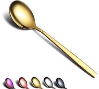 Set de cuillères en acier inoxydable, doré brillant : 6 cuillères à café et cuillères à soupe