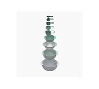 Bol de cuisine en set NEST 40112, 9 pièces, avec passoire et tasses à mesurer, gris / vert, Joseph Joseph