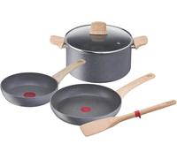 Tefal Lot de 5 pièces, Faitout 24 cm + poêles 20/24 cm + spatule, Induction, Revêtement antiadhésif, Thermo-Signal, Cuisson saine, Fabriqué en France, Natural Force G2669282