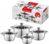 SET DE CUISSONS 4 pcs. INDUCTION Set de casseroles en INOX avec couvercle en verre FLORINA
