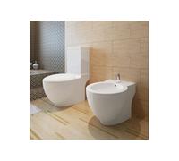 vidaXL Ensemble toilettes & bidet blanc Céramique