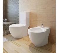 vidaXL Ensemble toilettes & bidet blanc Céramique