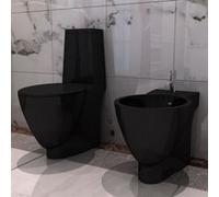 vidaXL Ensemble WC et bidet en céramique – Noir