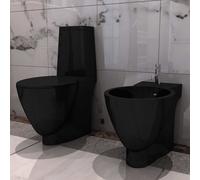 vidaXL Ensemble WC & bidet en céramique noir