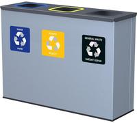 Set de déchets à trier Alda Eko Station 3 × 60 l, acier laqué, gris